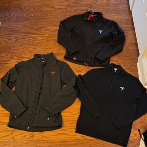 Tesla Men's Black Performance Jacket Trio 2 jackets and 1 Quarter Zip Sweater XS